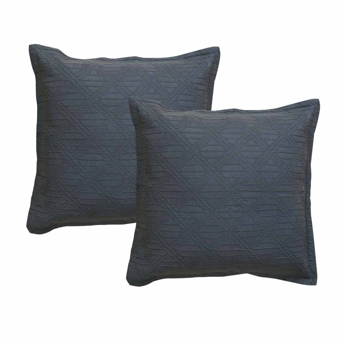 Bianca Pair of Hallston Charcoal European Pillowcases 65 x 65cm